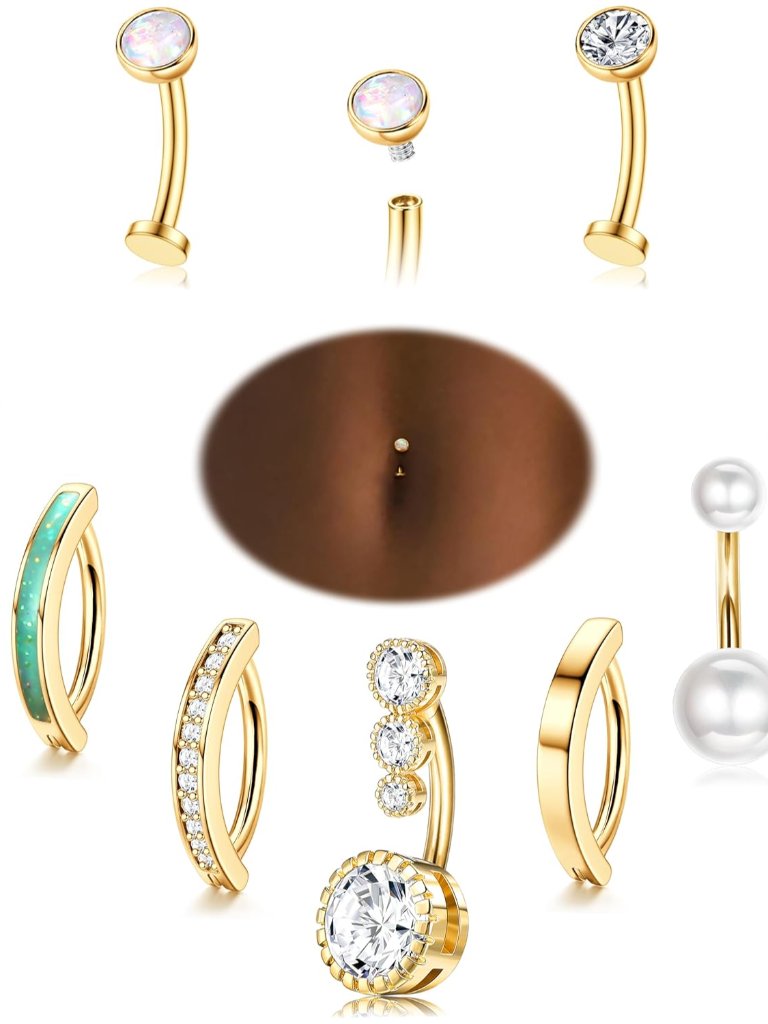 Silver14k Gold Plated Belly Button Rings Surgical Stainless Steel Belly Rings C